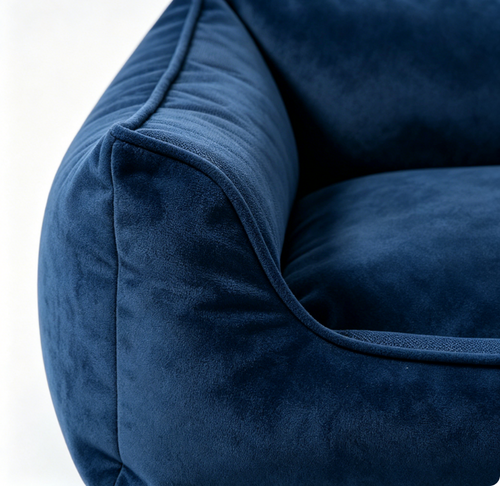 HanssonPaw Lit canin bleu marine, mousse alvéolée, housse amovible lavable imperméable