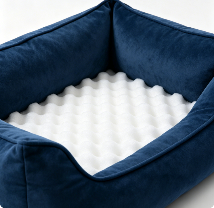 HanssonPaw Lit canin bleu marine, mousse alvéolée, housse amovible lavable imperméable